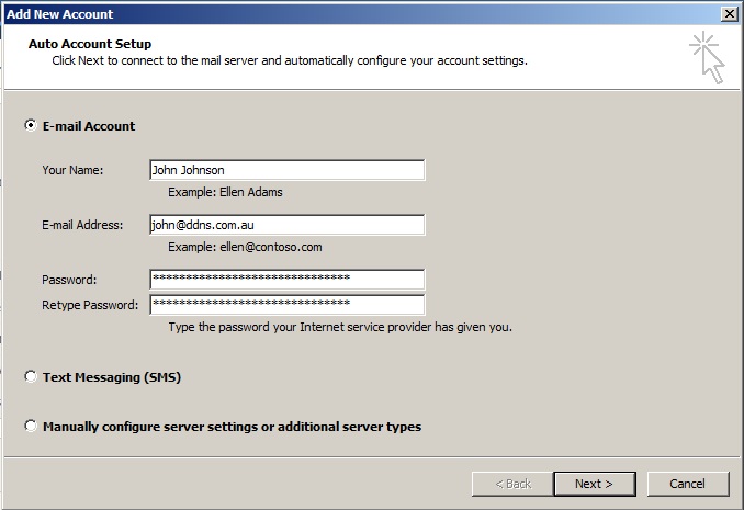 Outlook 2010 add account