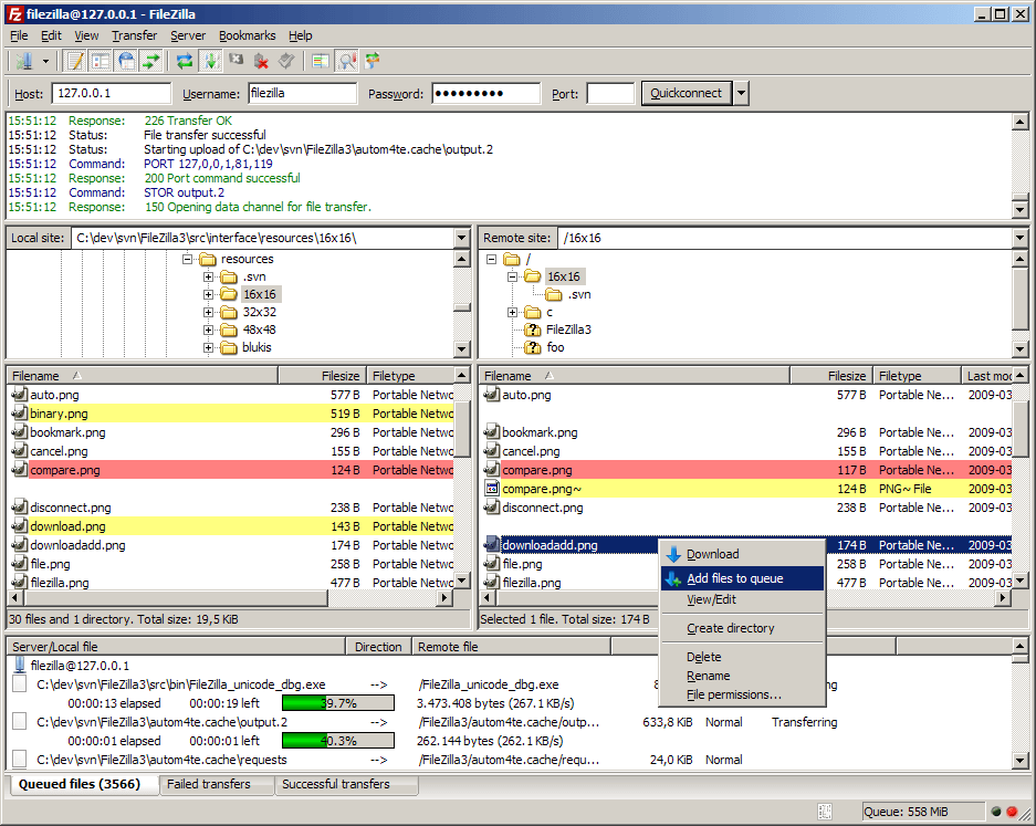 FileZilla - Main window