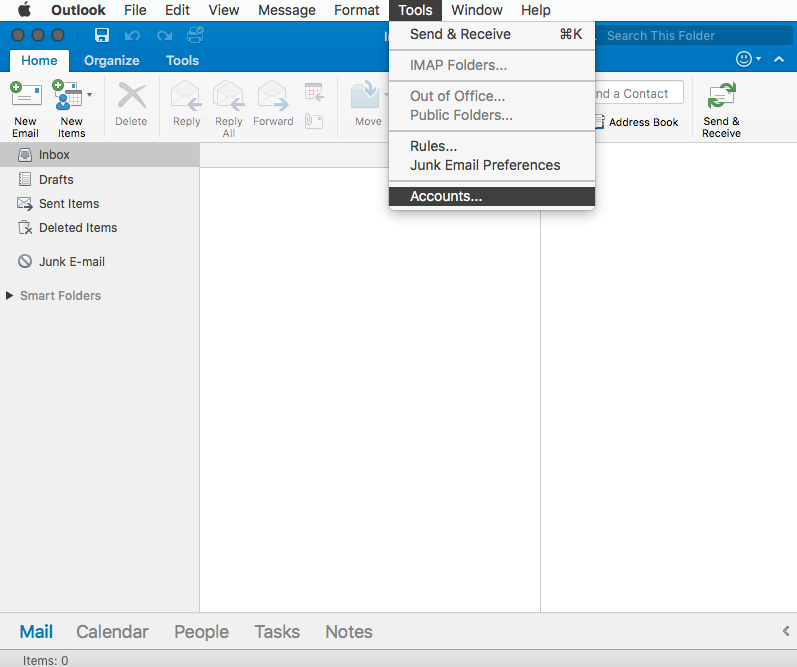 Outlook 2016 Mac Accounts Panel