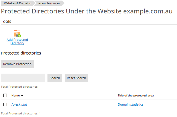 Plesk protected directory